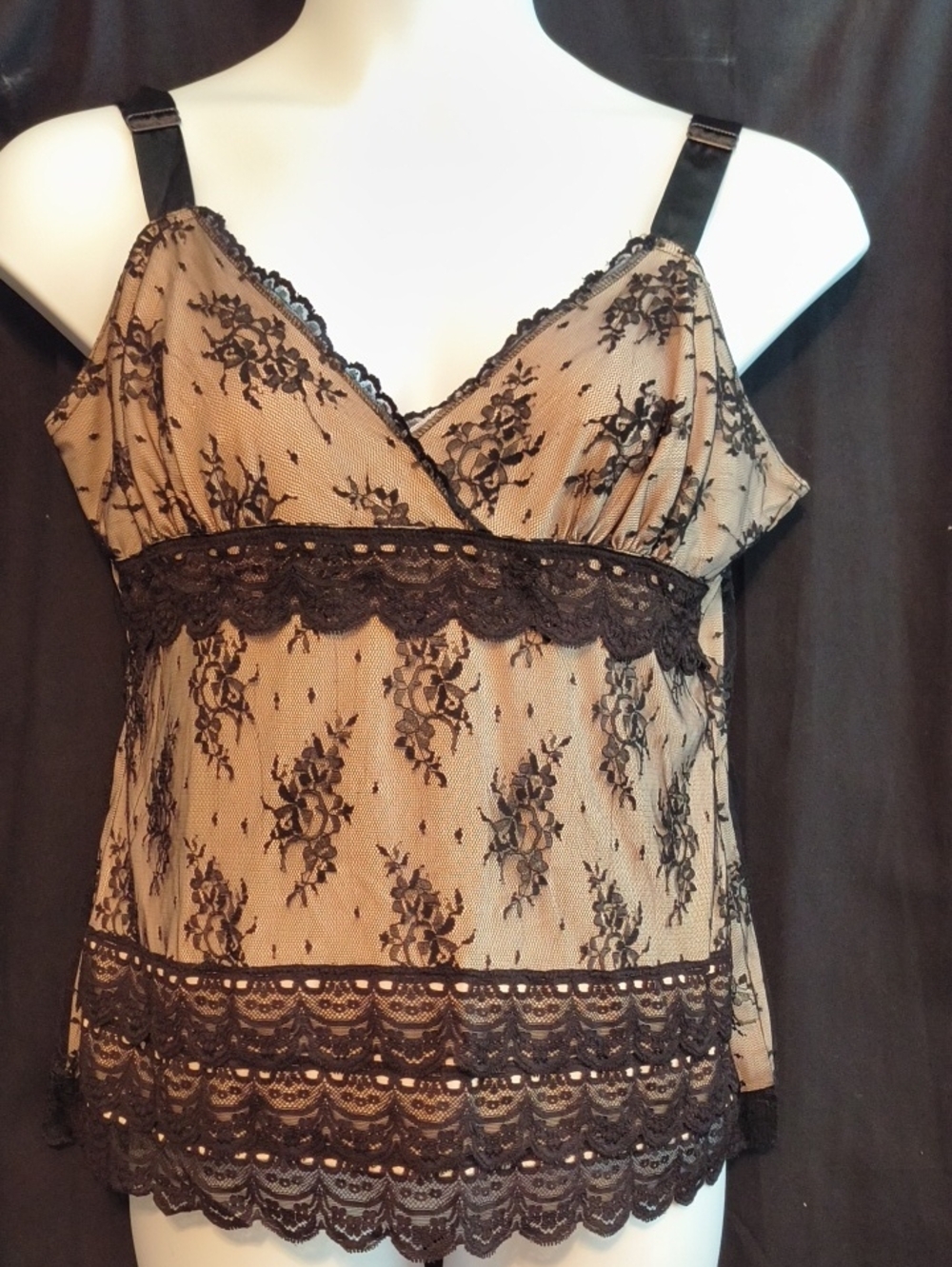 Daniel K Black Lace Camisole with Nude Lining #0058